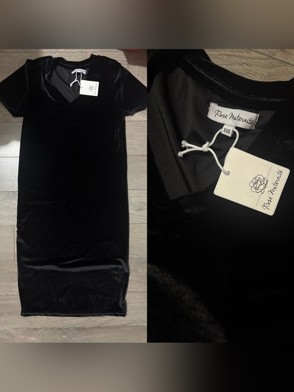 Black Velvet maternity dress “rose maternité” - XXS